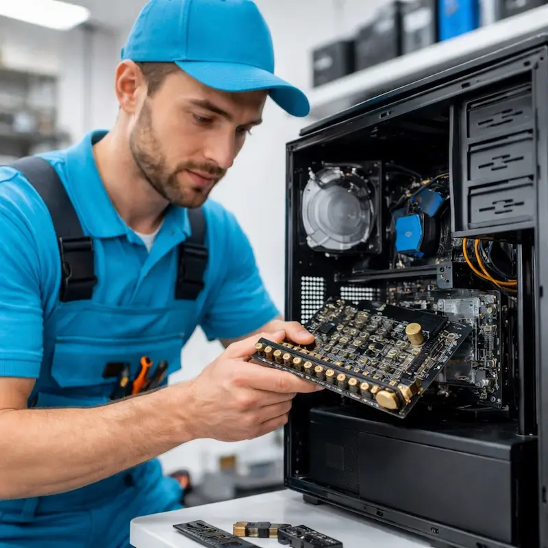 Мастер устанавливает звуковую карту на ПК в Севастополе